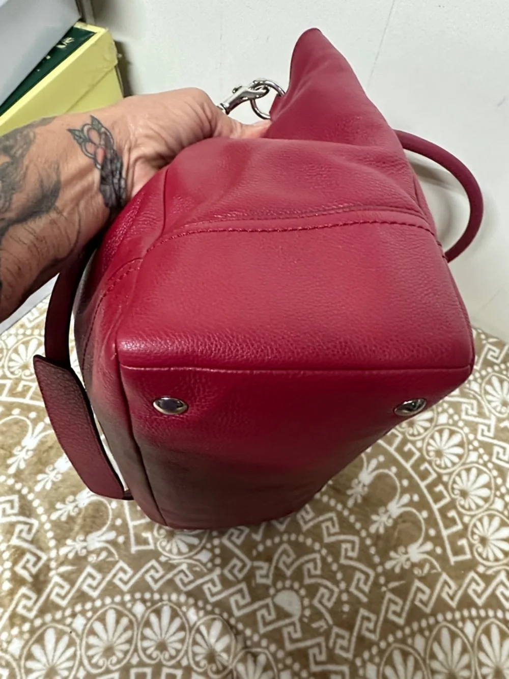 Coach Park Large Carryall F23268 in Red Pebbled Leather